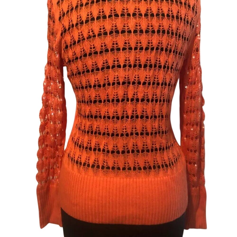 Cache Peek A Knit Sequin Kissed Sweater Top New Cardigan Tussan Silk $118 NWT - Picture 6 of 6